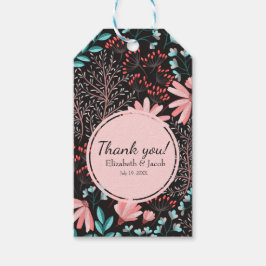 Pink & Aquamarin Dark Floral Wedding Vielen Dank Geschenkanhänger