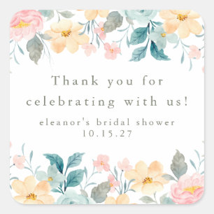 Pink Aquamarin floral Brautparty Custom Vielen Dan Quadratischer Aufkleber
