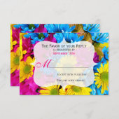 Pink Aquamarin Gerber Daisy Blume Hochzeit RSVP (Vorne/Hinten)