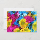 Pink Aquamarin Gerber Daisy Blume Hochzeit RSVP Karte (Rückseite)