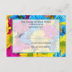 Pink Aquamarin Gerber Daisy Blume Hochzeit RSVP Karte