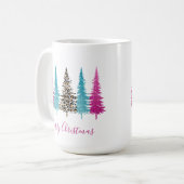 Pink Aquamarin Glam Weihnachten Kaffeetasse (Vorderseite Links)