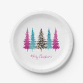 Pink Aquamarin Glam Weihnachten Pappteller (Vorderseite)