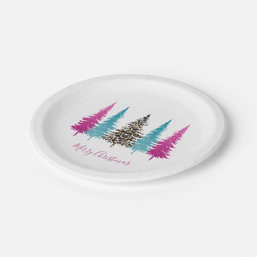 Pink Aquamarin Glam Weihnachten Pappteller (Schrägansicht)