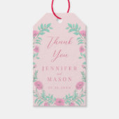 Pink aquamarin grüner Blumenkranz Hochzeit danke Geschenkanhänger (Vorderseite)