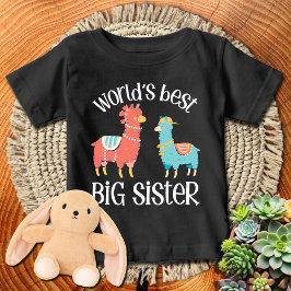 Pink + Aquamarin Llama 🦙 Weltbesten Big Sister Baby T-shirt