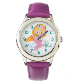 Pink Aquamarin Mermaid Kids Armbanduhr