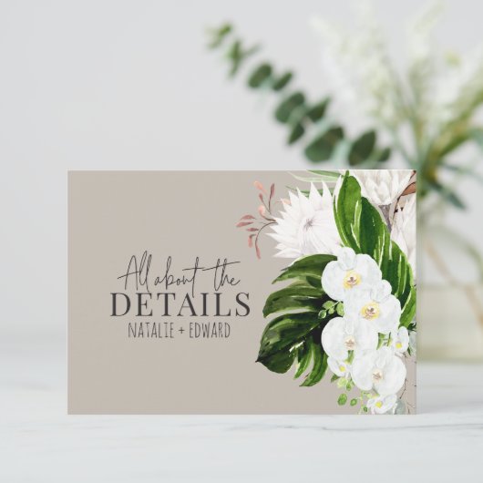 Pink, aquamarin + orchid, tropisch-blumengeschmück save the date (Stehend Vorderseite)