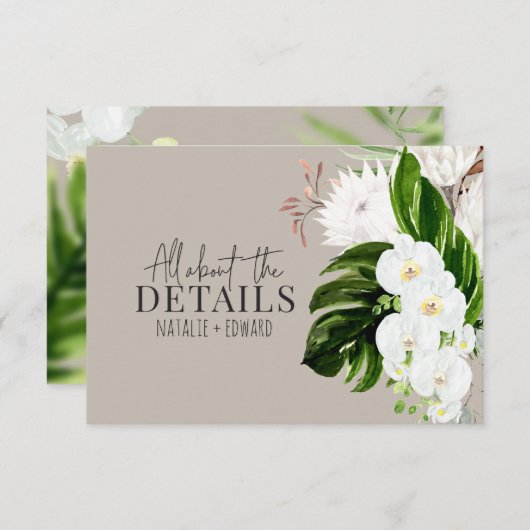 Pink, aquamarin + orchid, tropisch-blumengeschmück save the date (Vorne/Hinten)