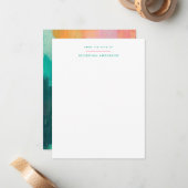 Pink Aquamarin Painted Personal Stationery Mitteilungskarte (Vorderseite/Rückseite Beispiel)