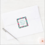 Pink & Aquamarin Preppy Christmas Ornaments Adress Quadratischer Aufkleber<br><div class="desc">PreppyPrint.com - Feiern Sie Weihnachten im Stil! Fügen Sie Ihre personalisierte Touch hinzu! Übertragen Sie dieses Design auch auf die Produkte Ihrer Wahl! Bitte besuchen Sie meinen Designer-Shop,  PreppyPrint.com,  um die Dinge zu koordinieren.</div>