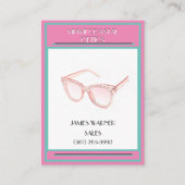 Pink & Aquamarin Retro 80er Miami-Sonnenbrille Visitenkarte (Vorderseite)