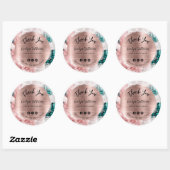 Pink Aquamarin Watercolor Elegante Vielen Dank Runder Aufkleber (Blatt)