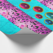 PINK AQUAMARINE BLAUE DAISY BLUME, FARBHAFTE GEMST GESCHENKPAPIER (Ecke)