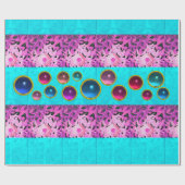 PINK AQUAMARINE BLAUE DAISY BLUME, FARBHAFTE GEMST GESCHENKPAPIER (Flach)