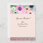 PINK AQUAMARINE ROSE UND ANEMONE BLUME BRAUTPARTY EINLADUNG (Rückseite)