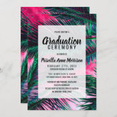 Pink Aquamarine tropische Sommerpalmenfronten Einladung (Vorne/Hinten)