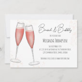 Pink-Aquarell-Brunch und Bubbly-Brautparty Einladung (Vorderseite)