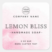 Pink Aquarell-Chic-Etiketten Quadratischer Aufkleber (Vorderseite)