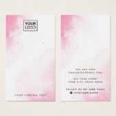 Pink Aquarell Logo Ohrkarte (Vorne & Hinten)