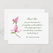 Pink Aquarell Magnolia Blume Dankeschön Karte (Vorne/Hinten)