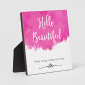 Pink Aquarell Paint Spritzer Hallo Beautiful Fotoplatte (Vorderseite)