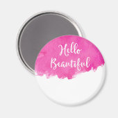 Pink Aquarell Paint Spritzer Hallo Beautiful Magnet (Vorderseite/Rückseite)