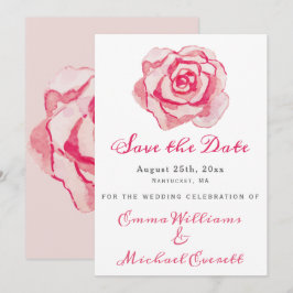 Pink-Aquarell-Rose - Hochzeitssache Speichern Sie  Save The Date