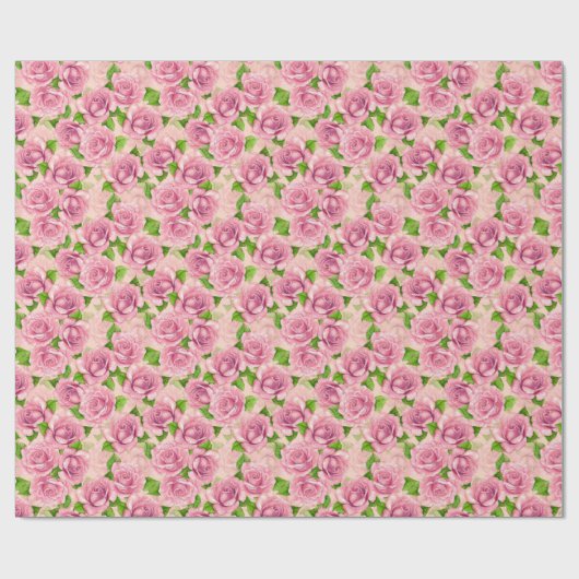 Pink Aquarell Rose Muster Packpapier (Flach)