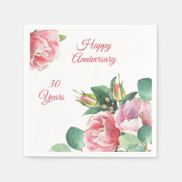 Pink Aquarell Rose und Folipapier Napkin Serviette