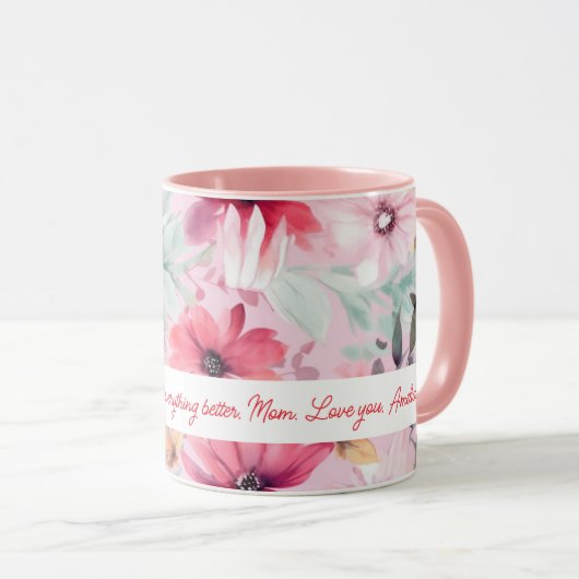 Pink-Aquarellfarben-Blume drucken | Geschenk für M Tasse (VorderseiteRechts)