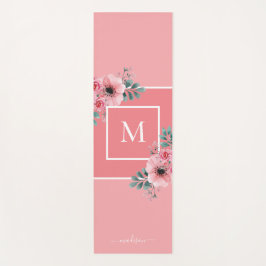 Pink | Aquarellfarben Blume Monogramm Yoga Mat Yogamatte