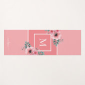 Pink | Aquarellfarben Blume Monogramm Yoga Mat Yogamatte (Vorderseite (Horizontal))