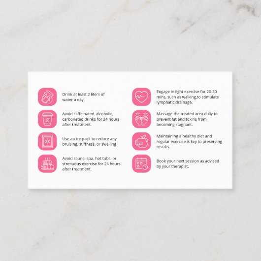 Pink Aquarellkörper-Skulptur Vor/nach Behandlung Visitenkarte (Rückseite)