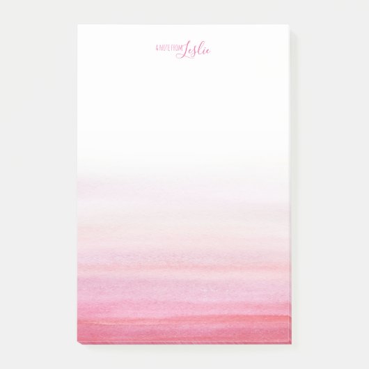 Pink-Aquarellmuster A Note from Notepad Post-it Klebezettel (Vorderseite)