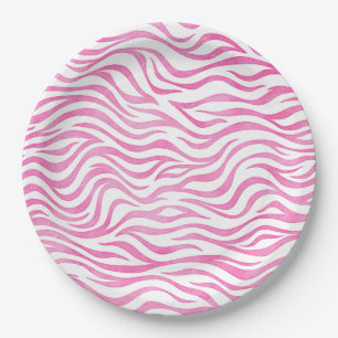 Pink-Aquarellzebra-Druck Pappteller