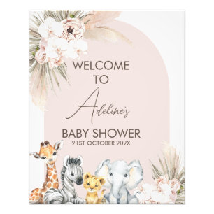 Pink Arch Safari Wild One Baby Dusche Begrüßungsze Fotodruck