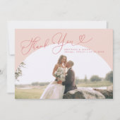 Pink Arch Wedding Danke, Script Dankeskarte (Vorderseite)