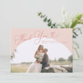 Pink Arch Wedding Danke, Script Dankeskarte (Stehend Vorderseite)