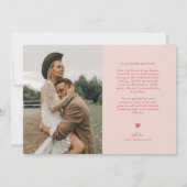Pink Arch Wedding Danke, Script Dankeskarte (Rückseite)