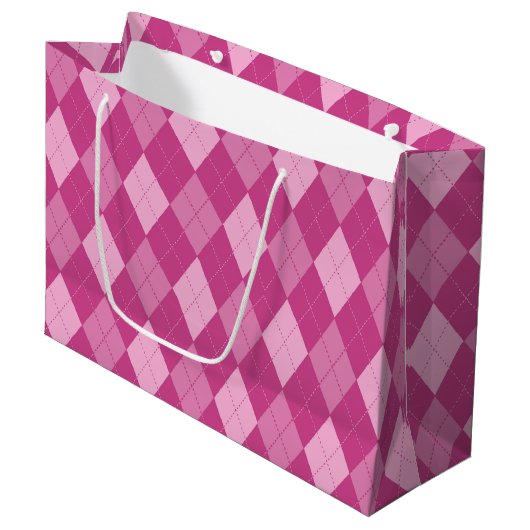 Pink Argyll Mittlere Geschenktasche Große Geschenktüte (Vorderseite Schrägansicht)