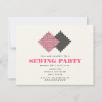 Pink-Armbanduhren Nähmaschinen Party Einladung