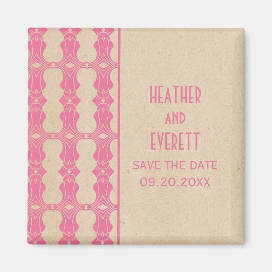 Pink Art Deco Border Save the Date Magnet (Vorne)