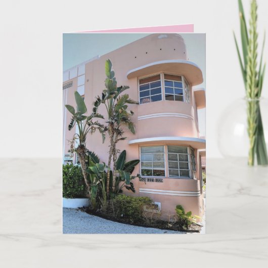 PINK ART DECO MIAMI BEACH CLASSY BIRTHDAY CARD KARTE (Vorderseite)