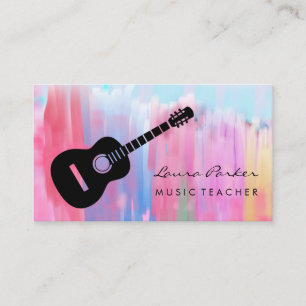 Pink Art Music Teacher Gitarrenspielerinstrument Visitenkarte