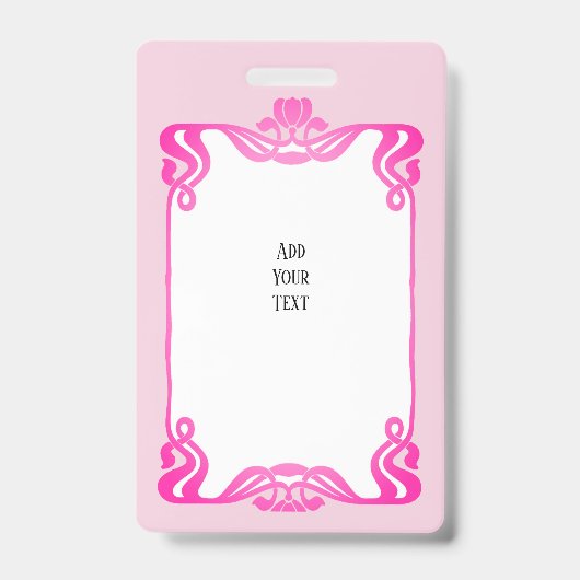 Pink Art Nouveau Border Ausweis (Vorderseite)