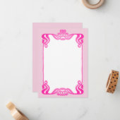 Pink Art Nouveau Border Mitteilungskarte (Vorderseite/Rückseite Beispiel)