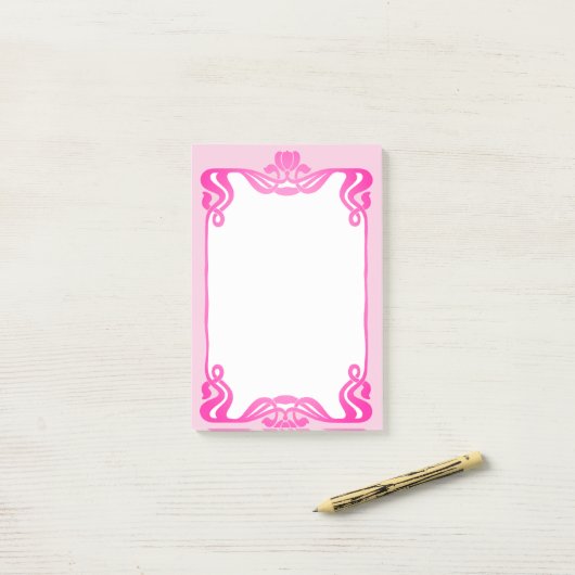 Pink Art Nouveau Border Post-it Klebezettel (Auf Schreibtisch)