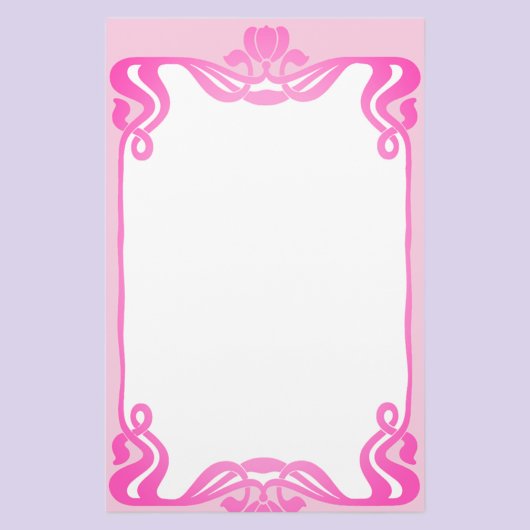 Pink Art Nouveau Border Stationary Stationary Stat Briefpapier