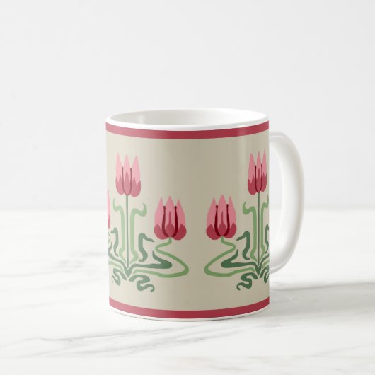 Pink Art Nouveau Tulip Trio Kaffee Tasse (VorderseiteRechts)